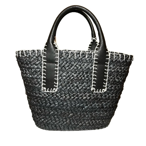Universal Thread Straw Beach bag Black - Picture 1 of 7